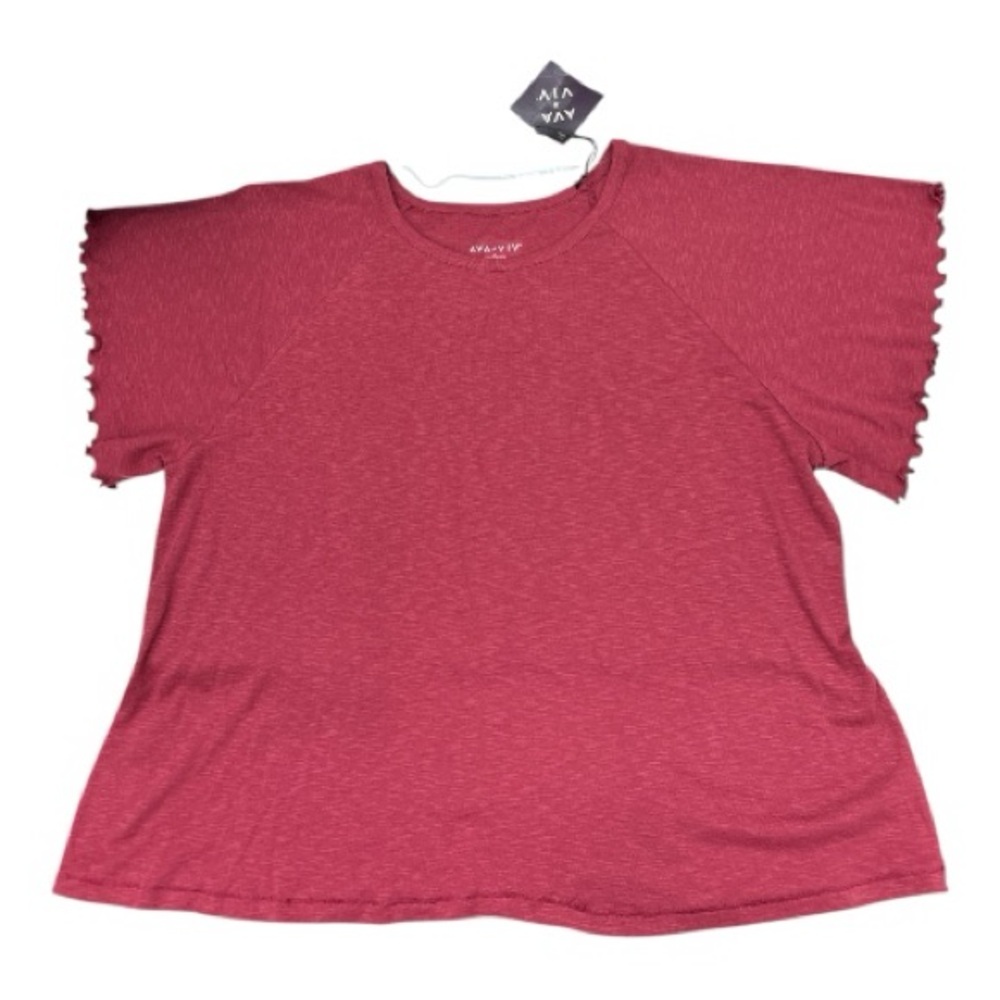 Ava & Viv Women's Burgundy Flutter Short Sleeve Knit Tee Size 3X NWT